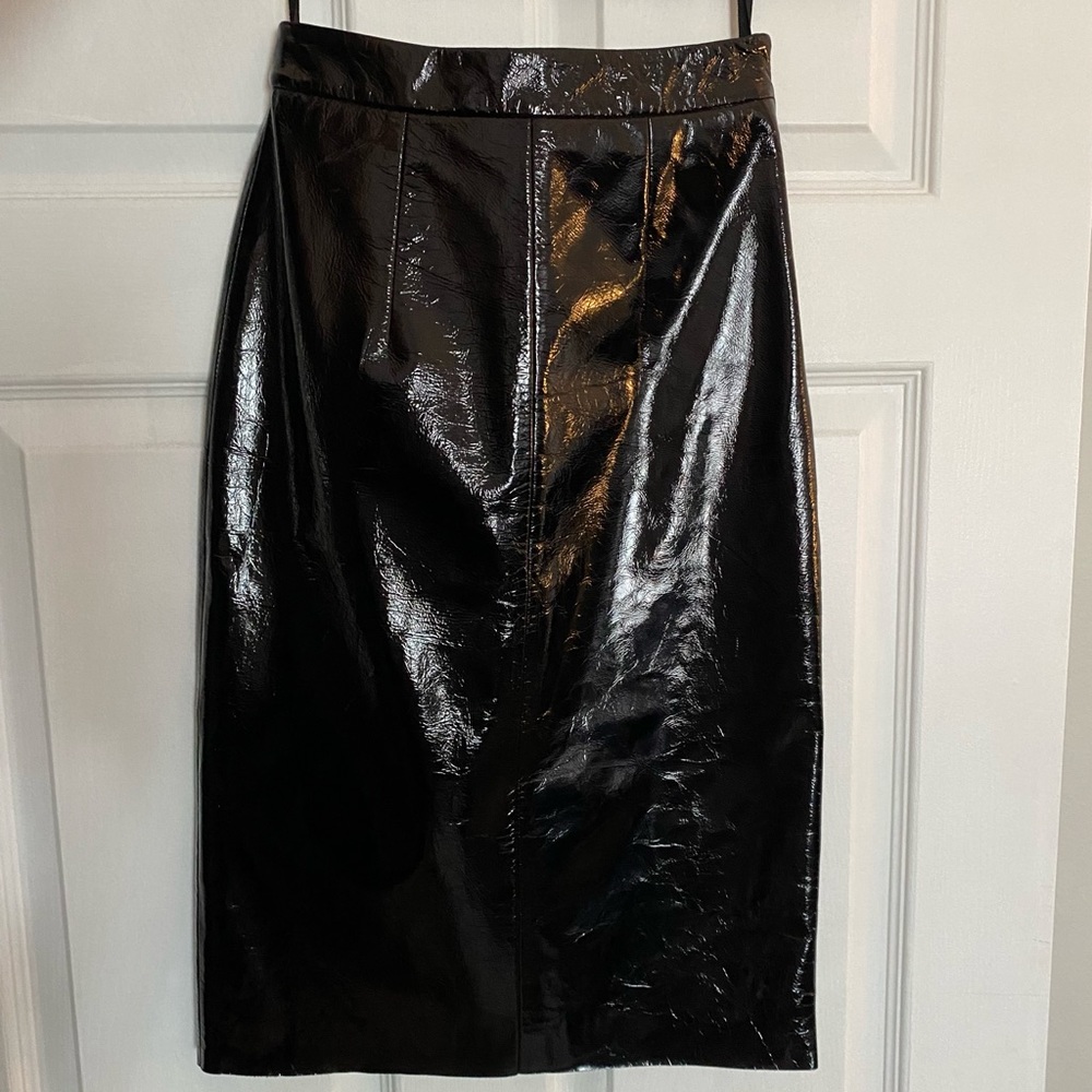 NWOT Walter Baker Patent Leather High Waisted Size US 0 Midi Skirt